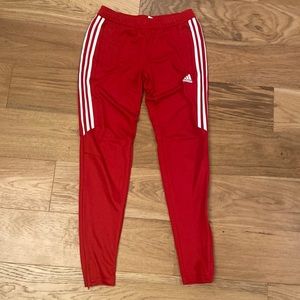 Red addidas joggers